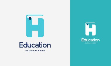 H Defteri Logo Tasarımı Vektör İllüstrasyonu, Eğitim Kitabı logo şablonu