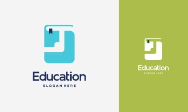 Düz Paraf J Book Logo Tasarımı Vektör İllüstrasyonu, Eğitim Kitabı logo şablonu