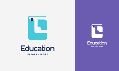 Düz İlk L Defteri Logosu Tasarımı Vektör İllüstrasyonu, Eğitim Kitabı logo şablonu