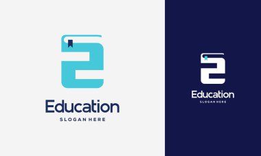 Düz Z Kitap Logosu Tasarımı Vektör İllüstrasyonu, Eğitim Kitabı logo şablonu