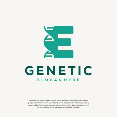 DNA Helix Harf E Logo Tasarımı, Genetik Vektör Tasarımı, Kromozom Başlangıç Şablonu