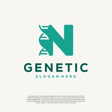 DNA Helix Harf N Logo Tasarımı, Genetik Vektör Tasarımı, Kromozom Başlangıç Şablonu