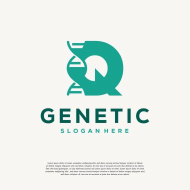 DNA Helix Harf Q Logo Tasarımı, Genetik Vektör Tasarımı, İlk Logo Şablonu