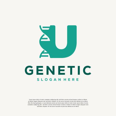 DNA Helix Harf U Logo Tasarımı, Genetik Vektör Tasarımı, İlk Logo Şablonu