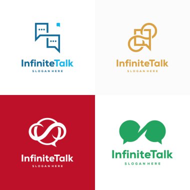 Infinity Talk logo dizayn konsept vektörü, Forum ve Döngü Sembol şablonu