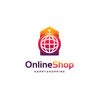 Çevrimiçi Dükkan Logosu konsept vektörü, Web sitesi ve Fiyat etiketi alışveriş logosu şablonu dizayn etti