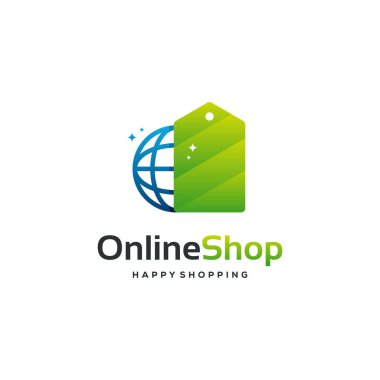 Çevrimiçi Dükkan Logosu konsept vektörü, Web sitesi ve Fiyat etiketi alışveriş logosu şablonu dizayn etti