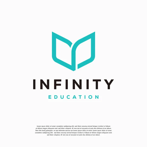 Sonsuzluk Eğitim logosu konsept vektörü, Döngü ve Kitap Eğitim logosu sembolü tasarladı