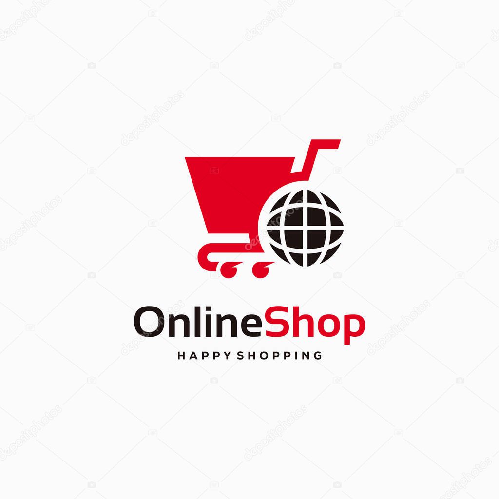 Online Shop logo designs concept, Shopping Cart logo design template vector