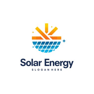 Güneş enerjisi logosu vektör, güneş enerjisi logosu dizayn etti