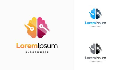 Beyin Teknolojisi logosu, Zihin Teknolojisi logosu, Robotik Beyin logosu şablonu.