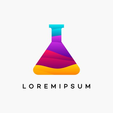 Modern Wavy Science logosu konsept vektörü, laboratuvar logosu şablonu dizayn ediyor