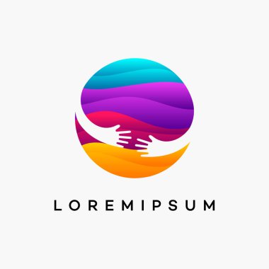Modern Wavy People Charity logosu, Yardım, Bakım, Sağlık Logosu Şablonu