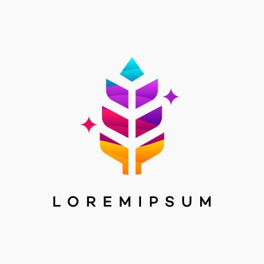 Modern Wavy Grain buğday logosu kavramı, Tarım buğday logosu şablon vektör simgesi