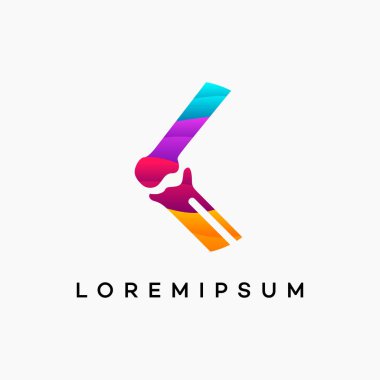 Modern Wavy Knee Kemik Logosu Tasarımı Konsepti, Diz Bakımı logo şablonu, Sağlık Kemiği logosu simgesi simgesi