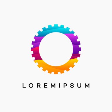 Modern Wavy Gear Logosu Şablon Vektörü, Mekanik logo sembolü, Logo simgesi şablonu dizayn etti