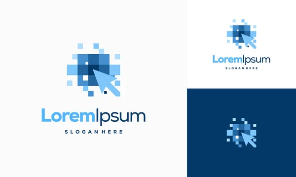 Piksel Ok logo şablonu, Hızlı İmleç logosu tasarım konsepti, Piksel İmleç logo şablonu