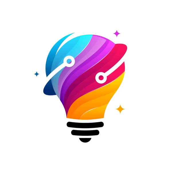 Modern Tech Bulb Logo Designs Konzept Pixel Technology Bulb Idea — Stockvektor