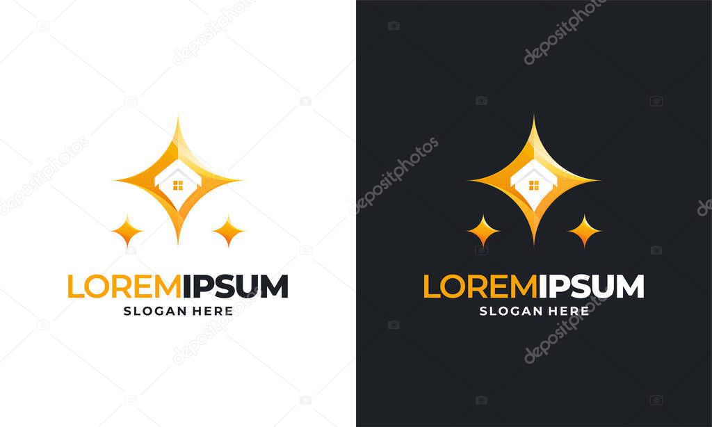 Sparkle Home Logo for Cleaner Industry, Cleaning Service Vector illustration