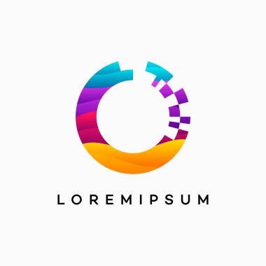 Modern Wavy Circle Technology logo şablonu, Wire Tech logo tasarım vektörü, logo simgesi simgesi