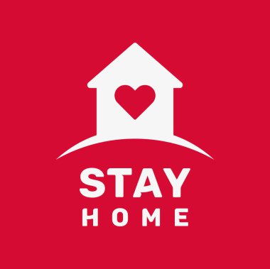 Evde kalıp metinden, etiketimden ya da etiketimden alıntı yap. Coronavirus COVID 19 koruma logosu, ev sloganı ve kalp vektörü ile evde kalın