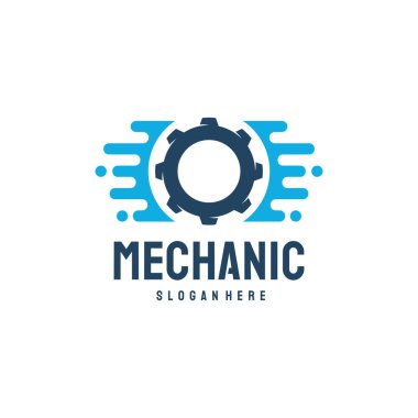 Gear Logosu Şablon Vektörü, Mekanik logo sembolü, logo simgesi şablonu dizayn etti