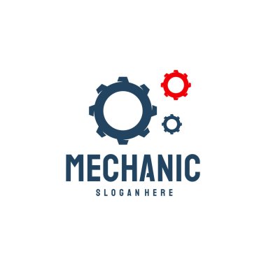 Gear Logosu Şablon Vektörü, Mekanik logo sembolü, logo simgesi şablonu dizayn etti