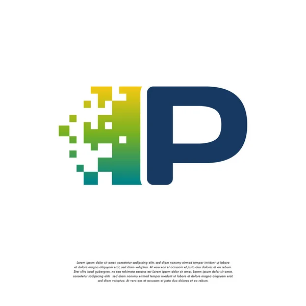 Vetor Inicial Logotipo Tecnologia Vetor Inicial Legal Modelo Logotipo Pixel —  Vetores de Stock