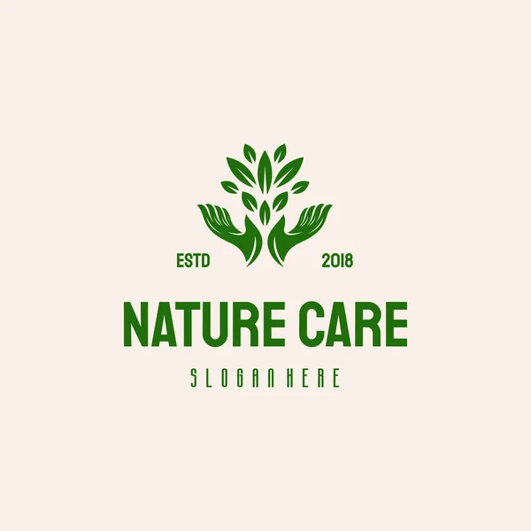 Логотип Nature Care Хіпстер Ретро Вінтажний Векторний Шаблон — стоковий вектор