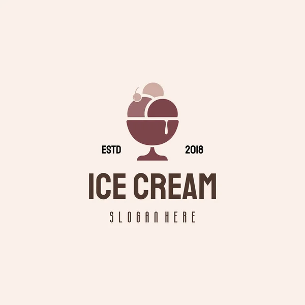 Ice Cream Logo Hipster Retro Vektor Vorlage Sweet Food Logo — Stockvektor
