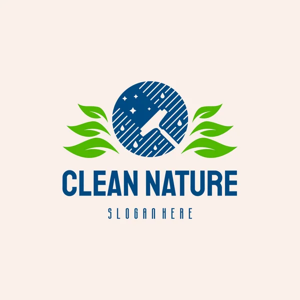 Serviço Limpeza Logotipo Hipster Retro Vintage Vector Template Clean Nature — Vetor de Stock