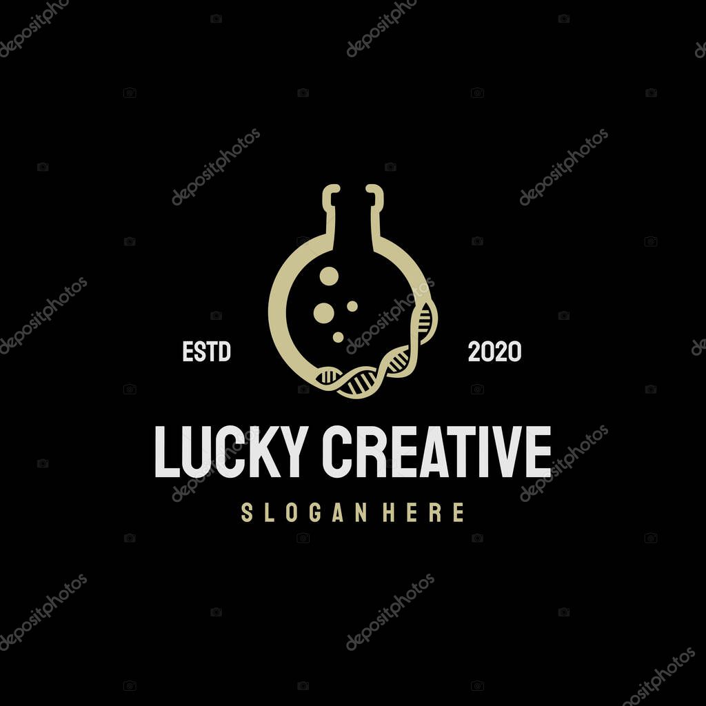 DNA, Genetic lab logo retro vintage vector template