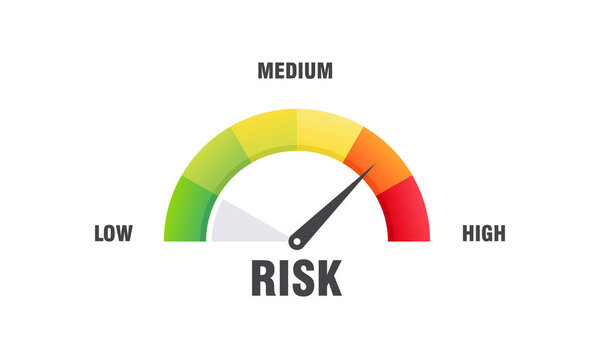 Концепция высокого риска на векторной иллюстрации спидометра, значок спидометра. Цветной вектор инфографического индикатора
