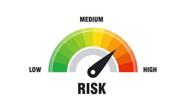 Hız Göstergesi Illüstrasyonunda Yüksek Riskli Konsept Hız Göstergesi Simgesi Renkli — Stok Vektör