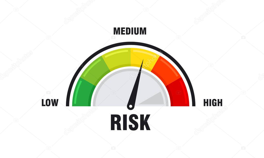 High risk concept on speedometer vector illustration, Speedometer icon. Colorful infographic gauge element vector