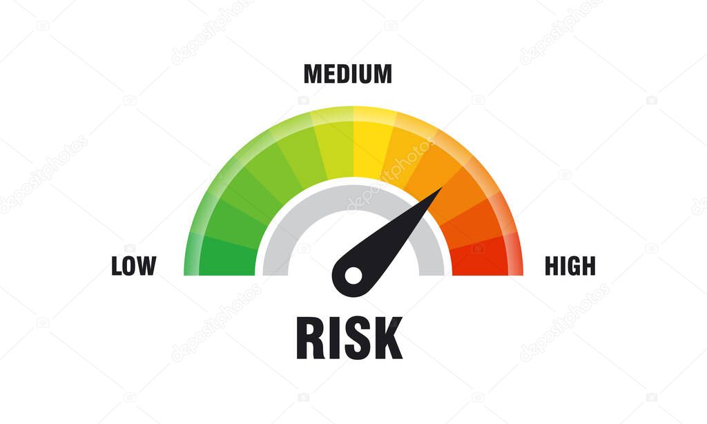High risk concept on speedometer vector illustration, Speedometer icon. Colorful infographic gauge element vector