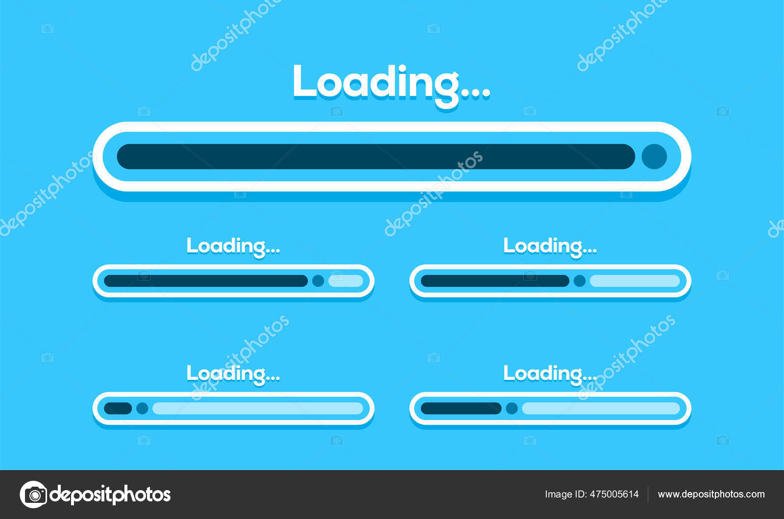 Set Loading Bar Vector Illustration Progress Visualization Loading ...