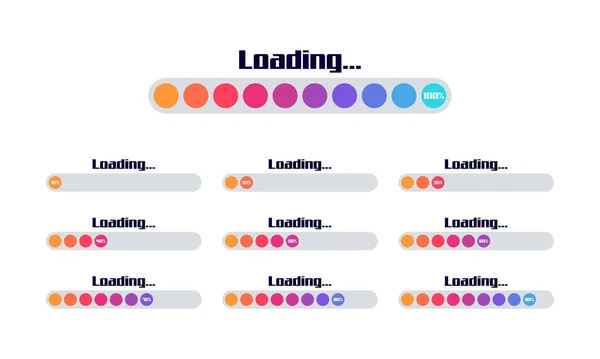 Set Loading Bar Vector Illustration Progress Visualization Loading Status Collection — Stock Vector