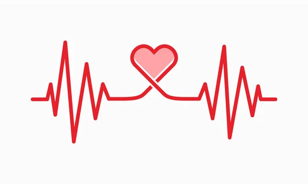 ハートビートラインイラスト パルストレース 健康と医療分析のためのEcgまたはEkg心臓グラフシンボルベクトルイラスト — ストックベクタ