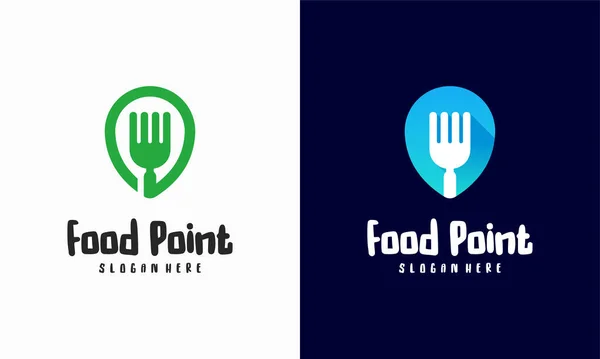 Food Point Logo Designs Concept Vector Restaurant Logo Designs Template — Stock Vector
