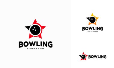 Bowling logosu konsept vektörü, Star Bowling logosu konsepti