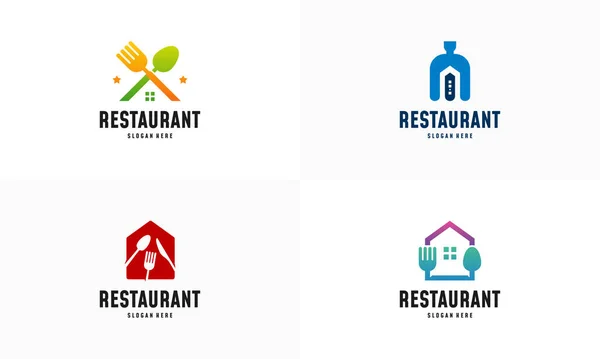 Conjunto Diseños Logotipo Modern Food House Vector Concepto Icono Del — Archivo Imágenes Vectoriales