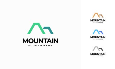 Modern Mountain Peak logo designs concept vector, Simple Landscape Hills logo element Mountain Peaks