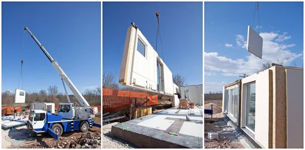 Construção de casas pré-fabricadas — Fotografia de Stock