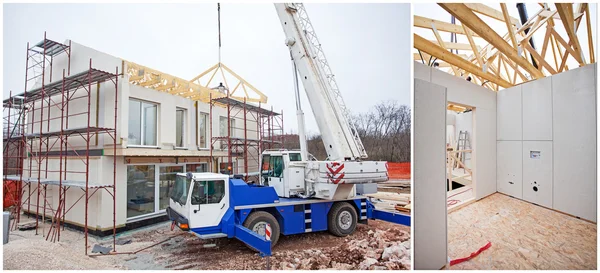 Construção de casas pré-fabricadas — Fotografia de Stock