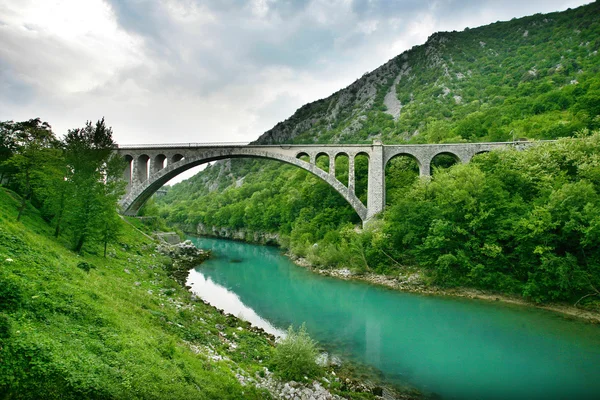 Solkan taş köprüsü — Stok fotoğraf