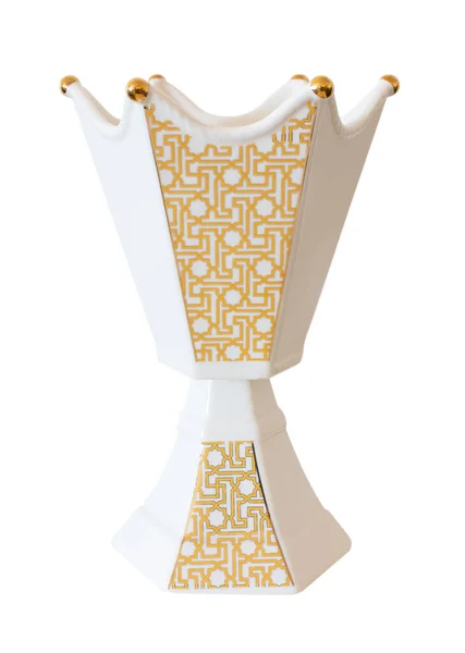 Moderno Elegante Queimador Oud Branco Dourado Islated Branco — Fotografia de Stock