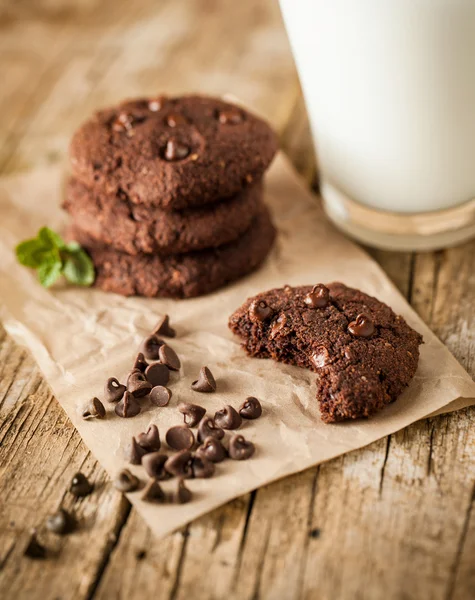 Double chocolate chip cookies — Stock Photo, Image