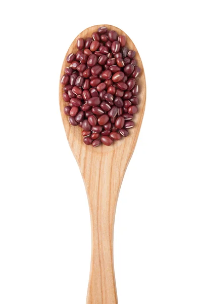 Frijoles Adzuki en cuchara de madera — Foto de Stock