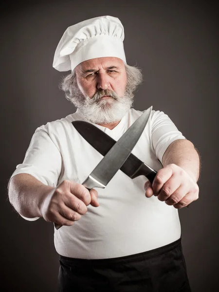 Grumpy old chef — Stock Photo, Image